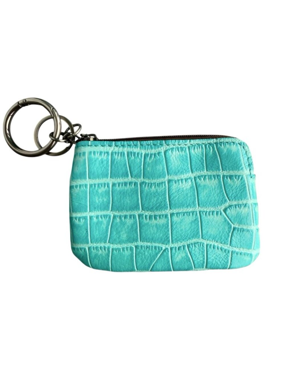 PATRICIA NASH NORCIA Aqua Leather Croc Embossed Handbag Crossbody w/ Coin Purse - Picture 10 of 16